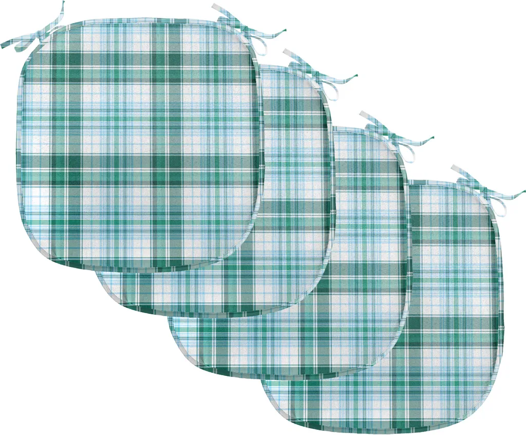 Set 4 Cuscini 40x40 Tartan Turchese ABAKUHAUS | Sedie Cucina Anti-Macchia