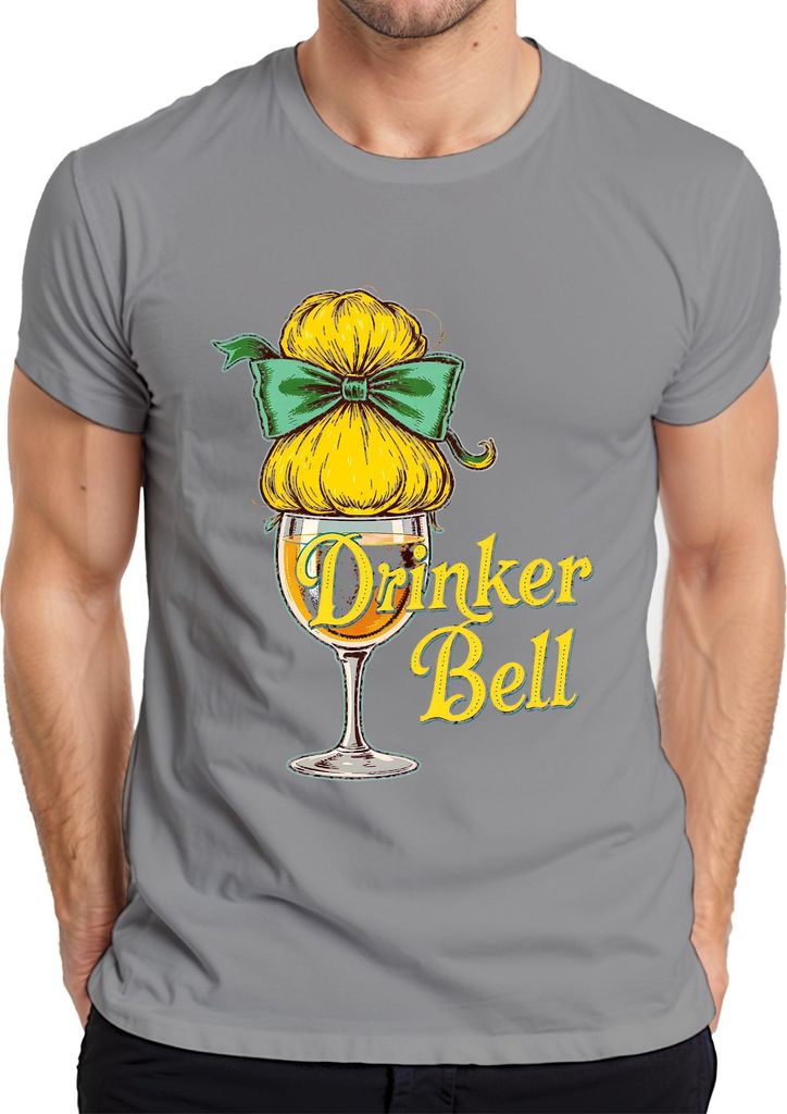 Drinker Bell Weinliebhaber Weinglas Dutt Schleife Karneval Party Herren T-Shirt, Grau, XXL