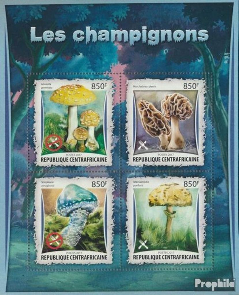 Briefmarken Zentralafrikanische Republik 2017 Mi 6740-6743 Kleinbogen (kompl. Ausgabe) postfrisch Pilze