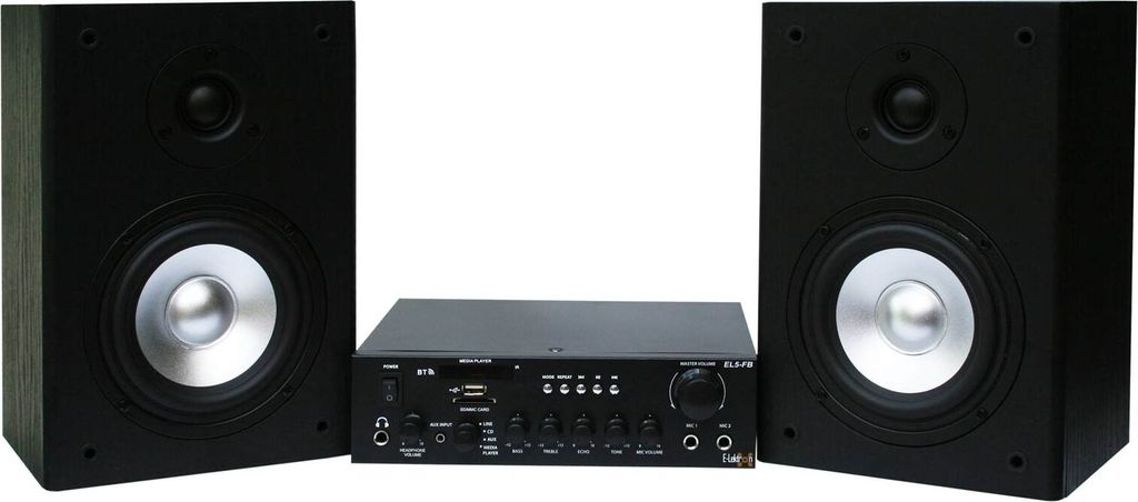 E-Lektron EL5-Set HiFi Stereo-Anlage Verstärker / Receiver & Regal-Lautsprecher USB/SD/FM/BT/AUX