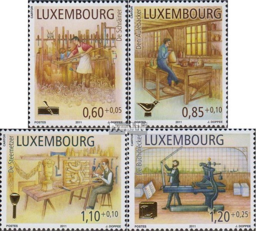 Briefmarken Luxemburg 2011 Mi 1919-1922 (kompl.Ausg.) postfrisch Alte Handwerksberufe