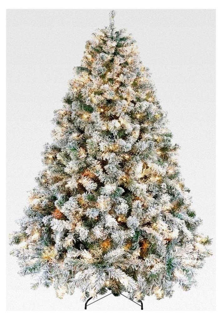 Beflockter Aufklappbarer Künstlicher Weihnachtsbaum Mit Metallbasis (6ft)