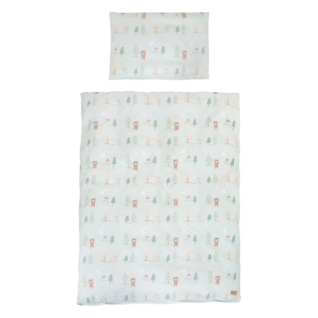 Parure de lit bébé complète avec ciel de lit roba Woodland Buddies pastel