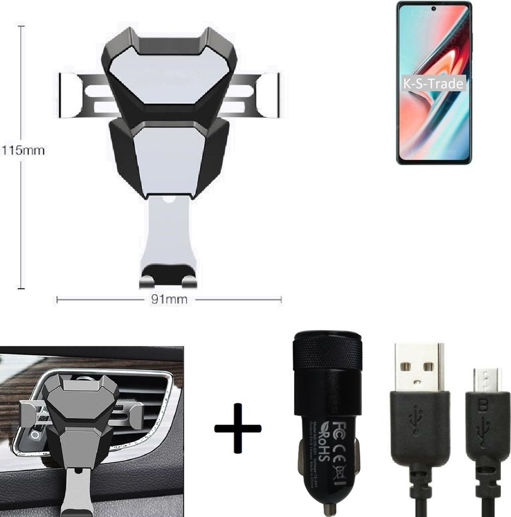 K-S-Trade KFZ Halterung kompatibel mit Blackview A100 Halterung Lüftungshalterung Lüftungsschlitz schwarz-silber Autohalterung Handy inkl. KFZ