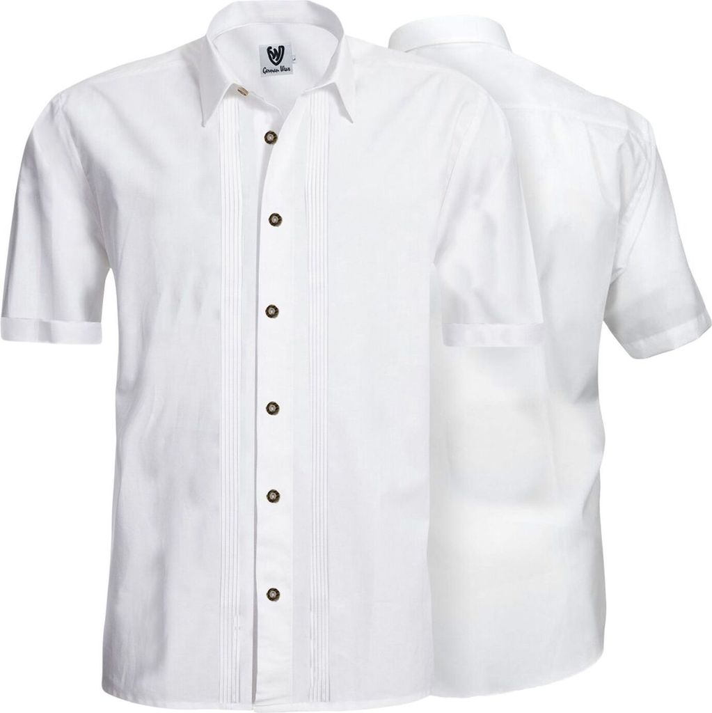 Trachtenhemd Businesshemd 2x5 Biesen Hemd Halbarm Baumwolle , Größe:XL