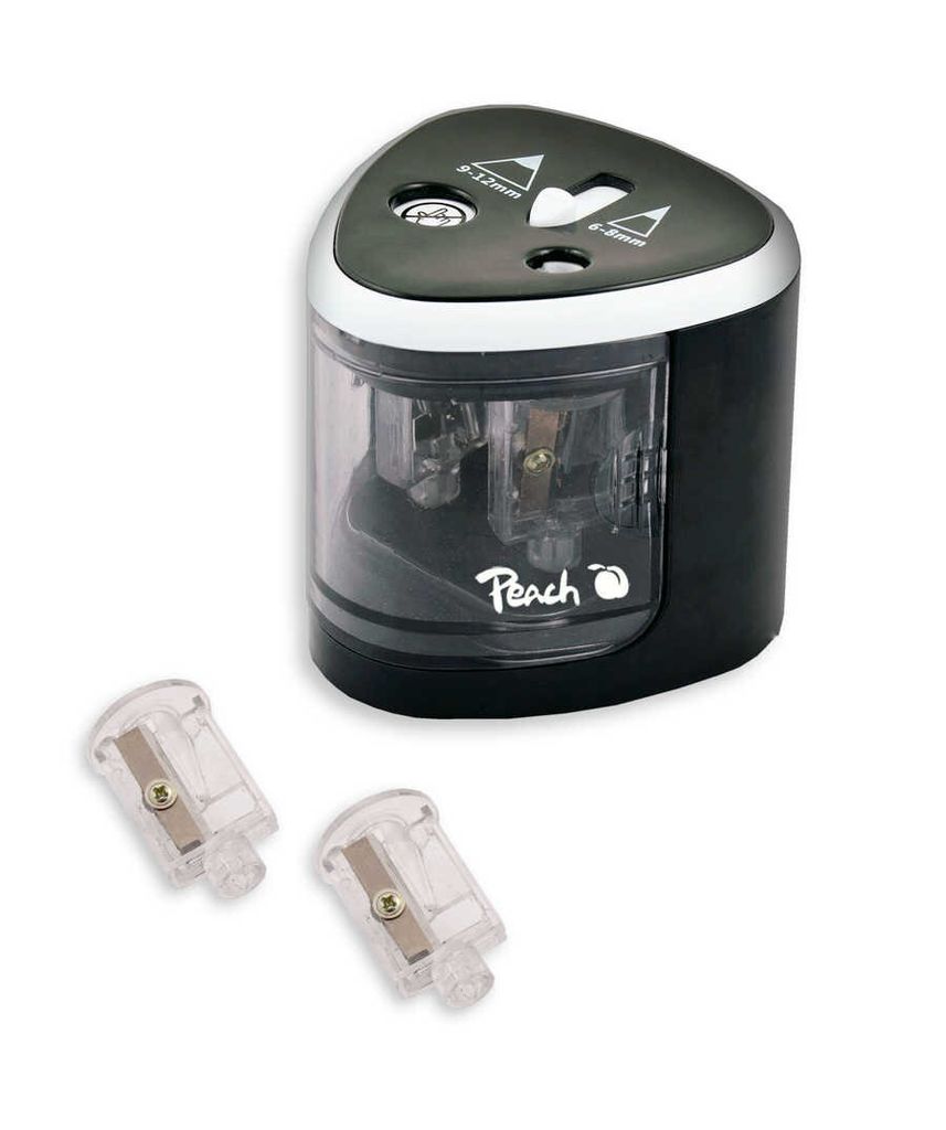 Peach PO102 Elektrischer Bleistiftspitzer Schwarz, Weiß Produktbild 