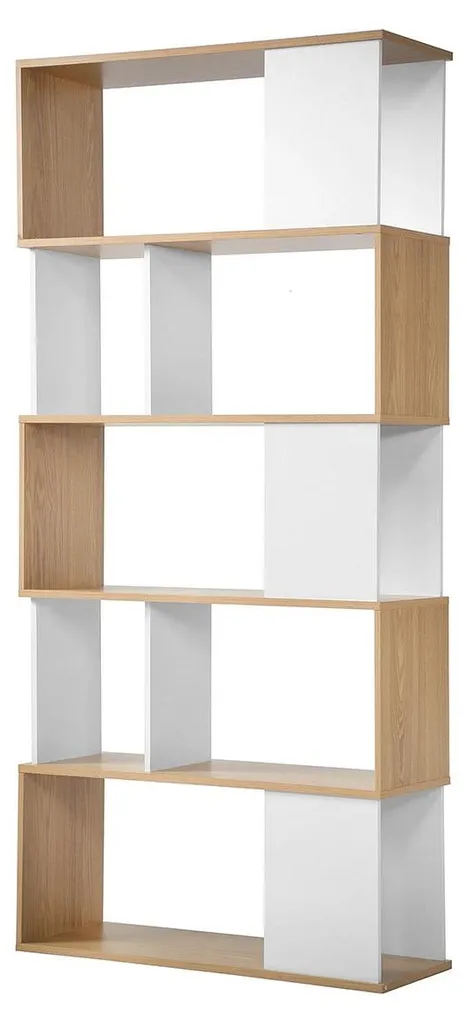 Bibliothèque Gain de Place 80 cm Blanc et Chêne pour Ranger tous vos Livres