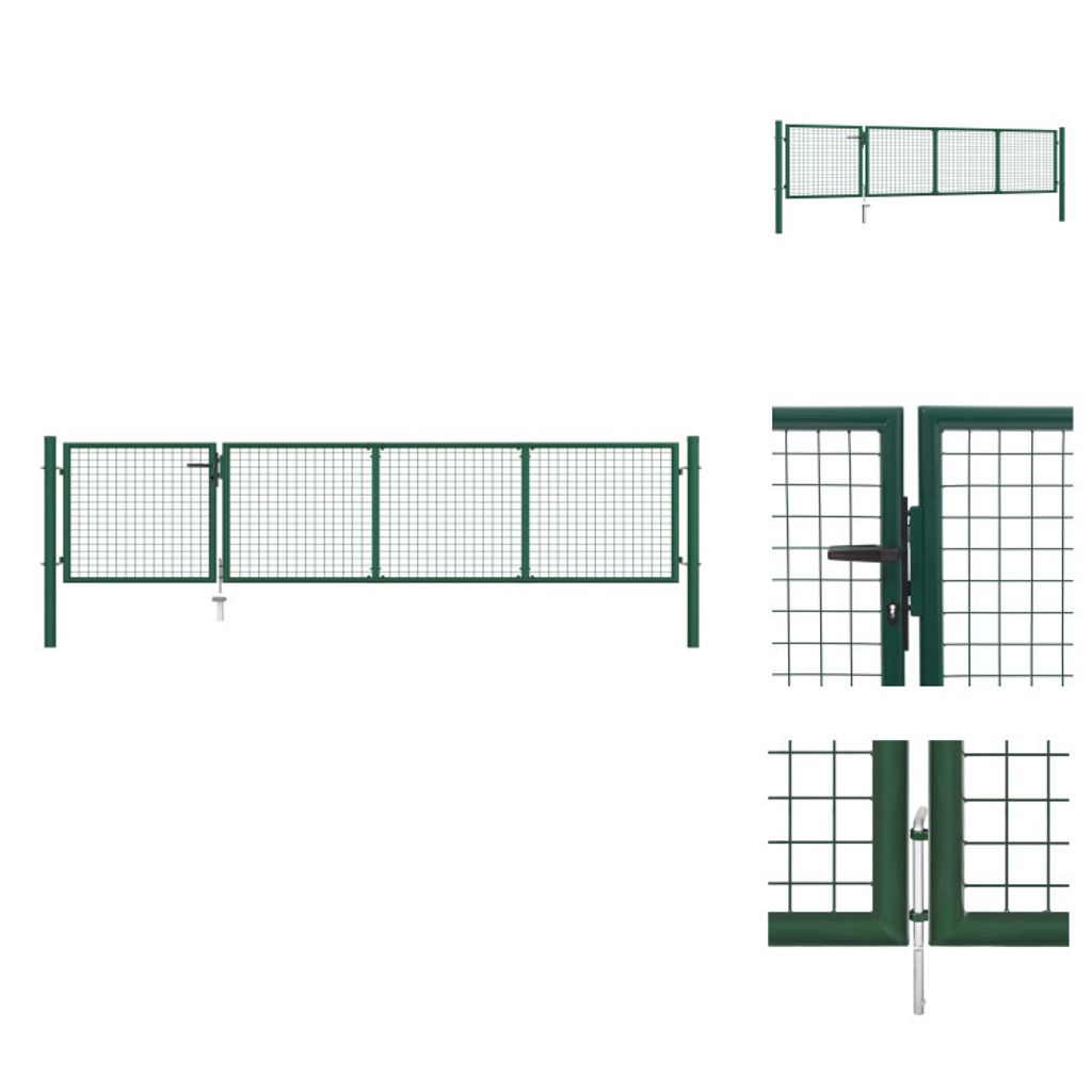 vidaXL Gartentor Stahl 350 x 75 cm Grün - Gartentore