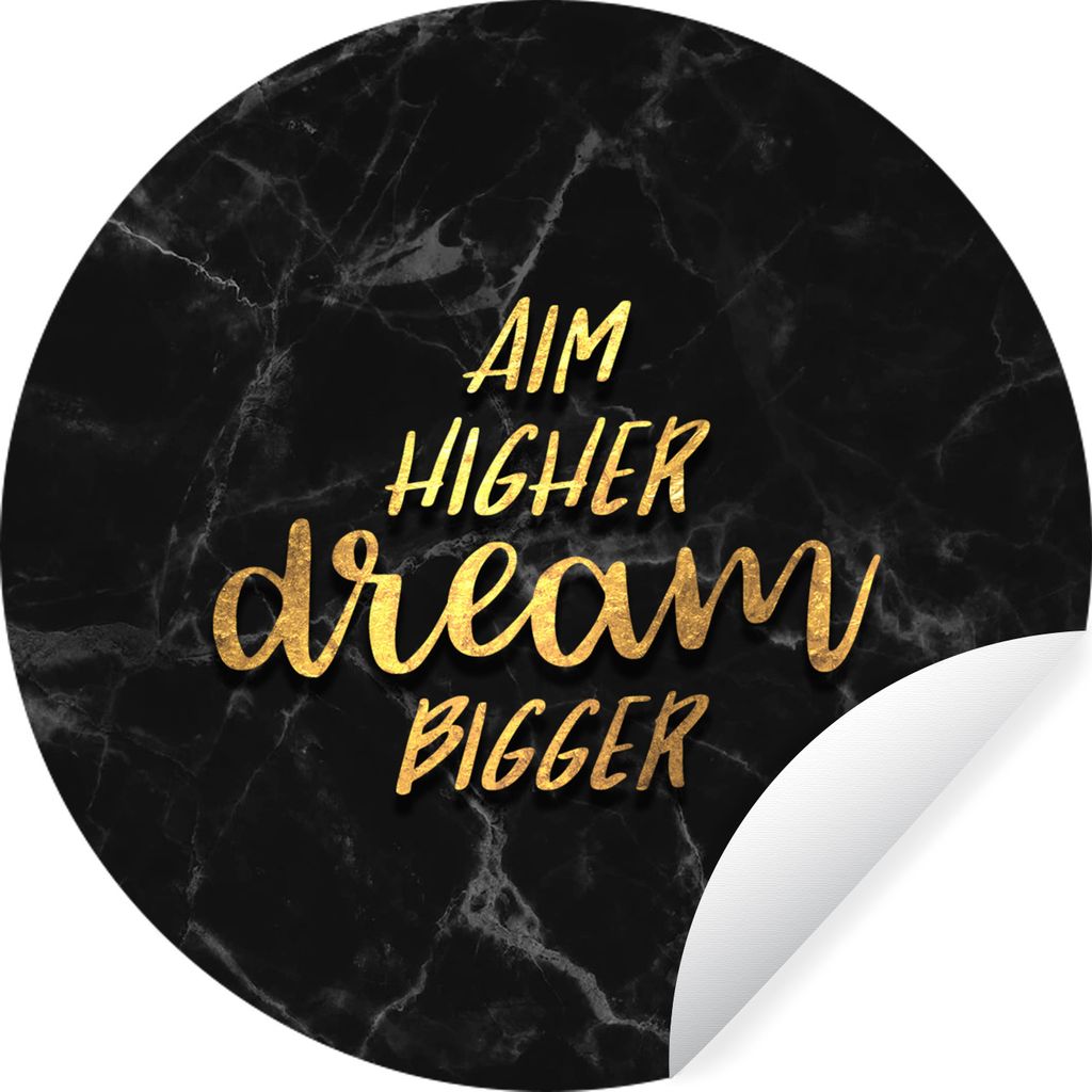 MuchoWow Runde Wandtattoo - Wandsticker Tapete Aufkleber Zitate - Traum - Gold - Marmor Ø 80 cm Selbstklebend und Repositionierbar - Wandaufkleb...