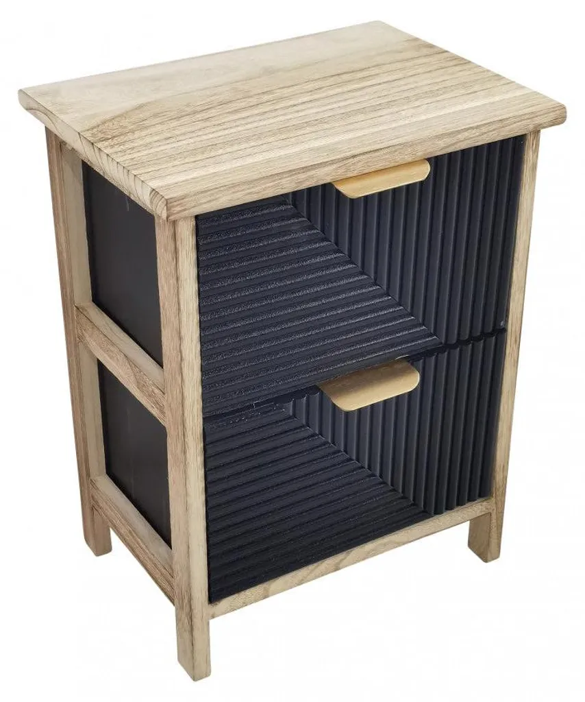 Table de chevet Claiton compacte en bois - 2 tiroirs de rangement chic