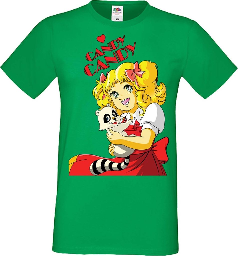 Herren T-Shirt Manga Anime Candy Candy Candy Candy, Man 2XL / Grün