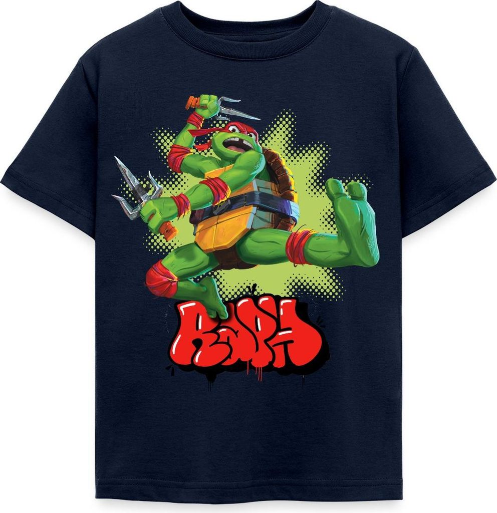 Spreadshirt TMNT Mutant Mayhem Mit Turtle Raph Kinder T-Shirt, 98/104 (3-4 Jahre), Navy