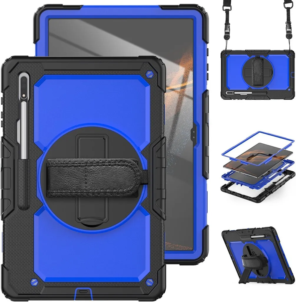 Per Samsung Galaxy Tab S10 / S9 / S8 Ultra 360 gradi Tablet Cover Blu