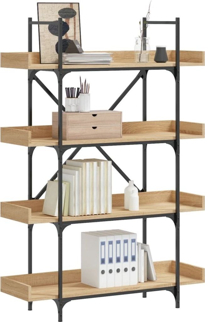 "2026 Promotion" Bücherregal/Raumteiler/Standregal - für das Wohnzimmer - 4 Böden Sonoma-Eiche 100x33x145,5 cm Holzwerkstoff - Bücherregale C853