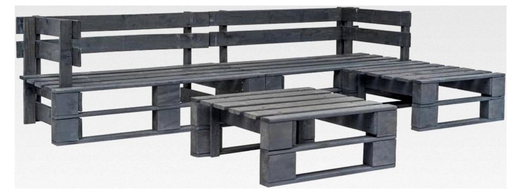 Holz Garten Sofagarnitur Ecksofa Lounge Gartenset 4-tlg. Grau