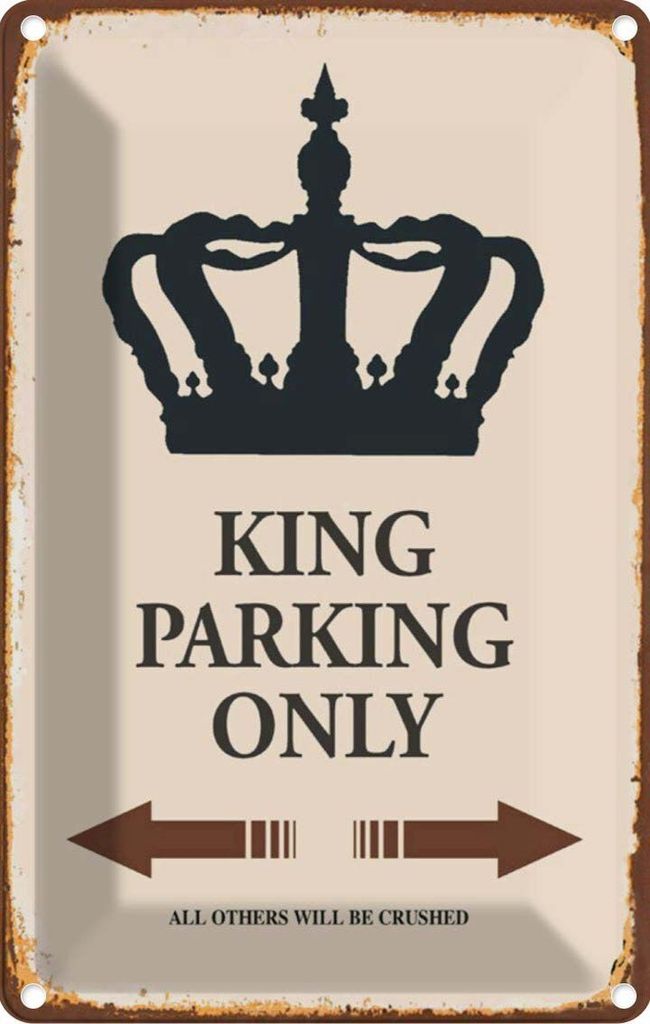 vianmo Blechschild 18x12 cm King parking only Korona Parkplatzschild