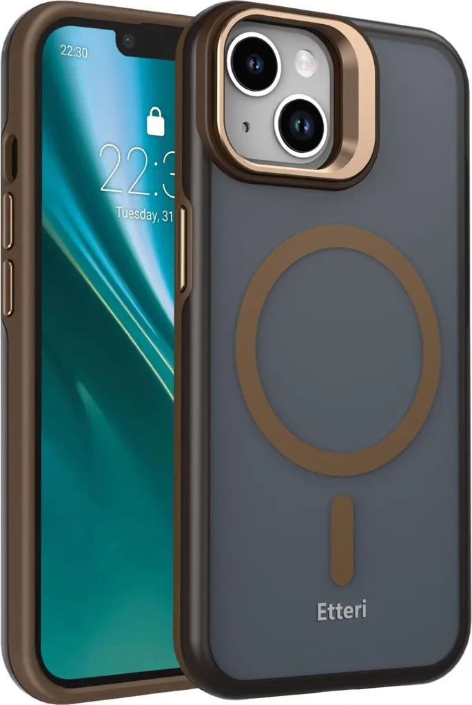 Custodia Antiurto iPhone 13 Etteri Marrone - MagSafe & Stand Metallo