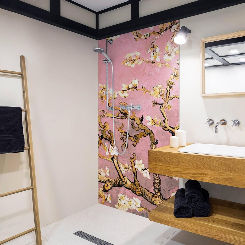 Duschrückwand originell selbstklebend - 0.35 mm Wandpaneel wasserfest Design rosa Badrückwand fugenlos Smart matt 90x190 cm