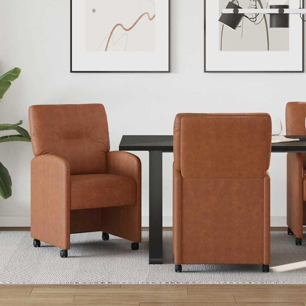 "Schlussverkauf" Esszimmerstühle 2 Stück - stylischen Essstuhl - Ergonomisches Design - mit Rollen - Braun 57x67x95 cm C14912