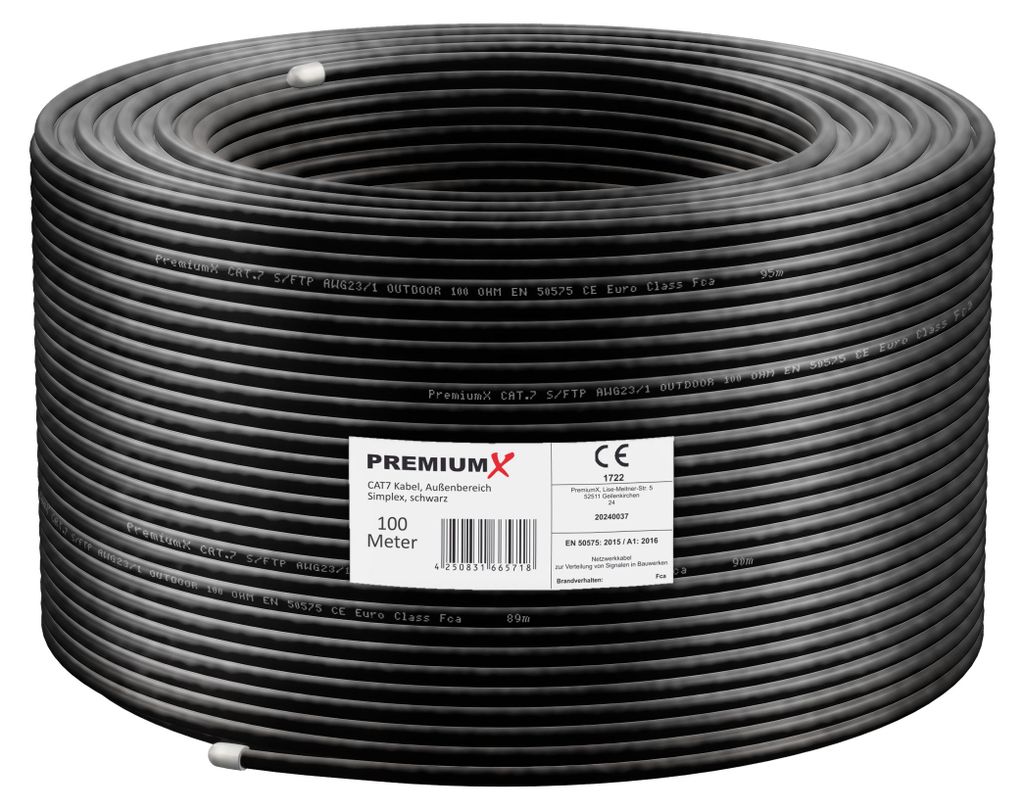 Premium X CAT 7 Outdoor Netzwerkkabel 100m S/FTP 10 Gbit/s Produktbild 