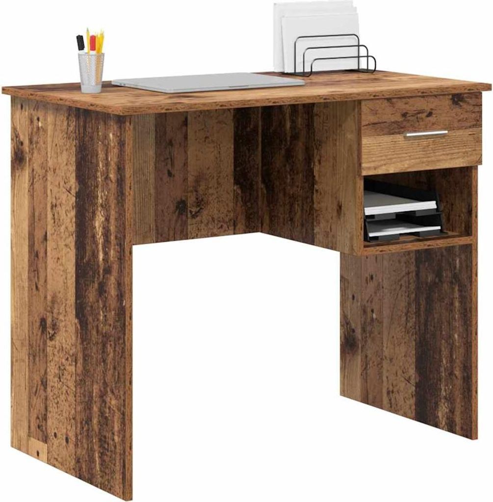 "im Sonderangebot"Schreibtisch/Büro-Möbel - CLORIS - Computertisch moderner - mit Regal Altholz 90 x 49 x 75 cm Holzwerkstoff - NeuMöbel9338293