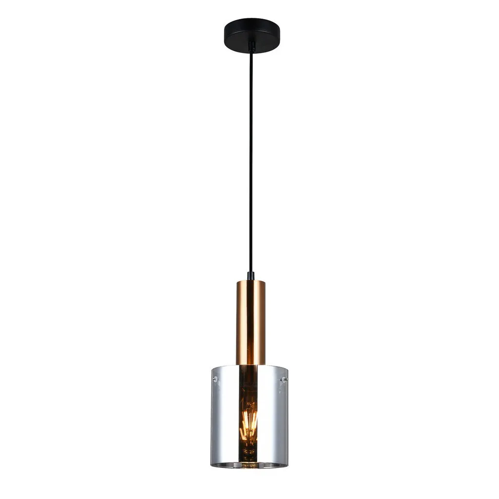 Lampada Italux Sardo PND-5581-1-BRO+SG | Sospensione Ottone e Vetro Fumé