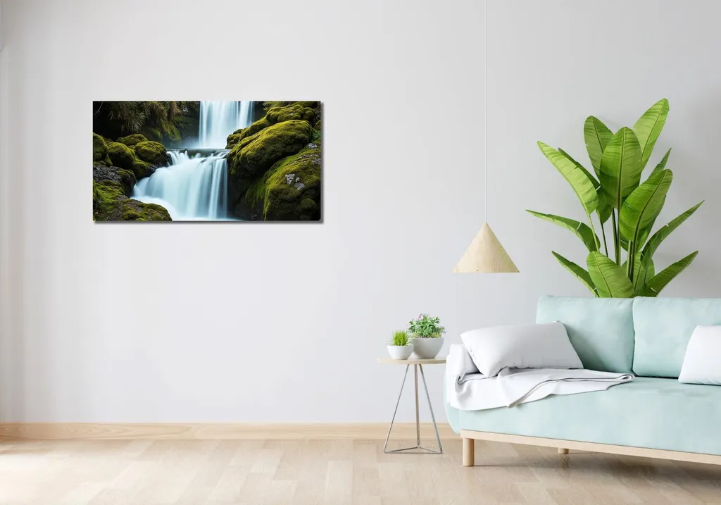Quadro Tela Zen Cascata 100x50cm | Benessere per la Camera da Letto - 2