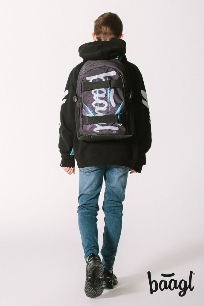 Baagl Schulrucksack für Jungen Teenager - Skateboard Produktbild 13