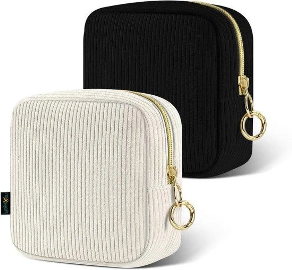 Trousse hygiène nomade pour filles et femmes - Lot noir et beige chic