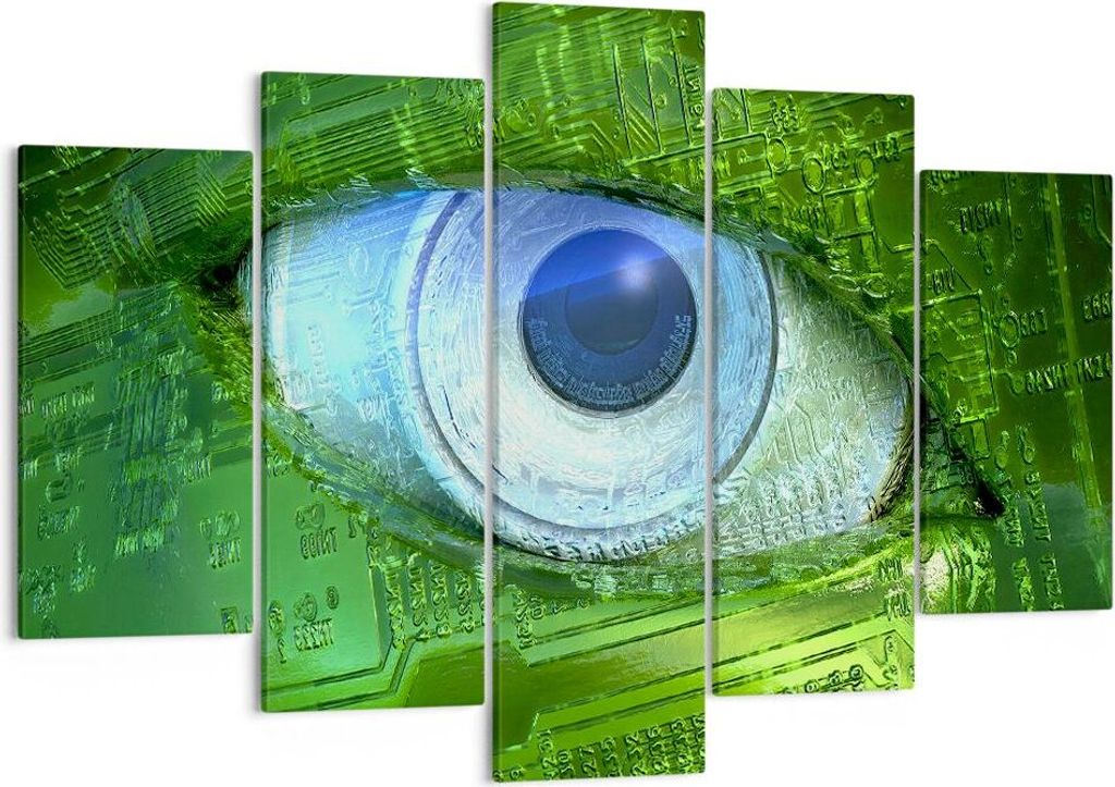 Bild auf Leinwand - Leinwandbild - Computergrafik Abstraktion Prozessor - 150x100cm - Wand Bild - Wanddeko - Leinwanddruck - Bilder - Kunstdruck - ...