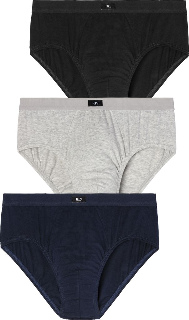 H.I.S. Slip 3 -teilig marine, grau-meliert, schwarz Größe XL