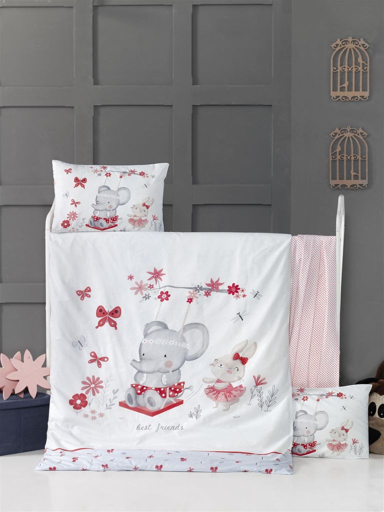 L'Essentiel Linge de Maison, Swing, Baby-Bettbezug-Set, Weiß, 100 x 150 cm