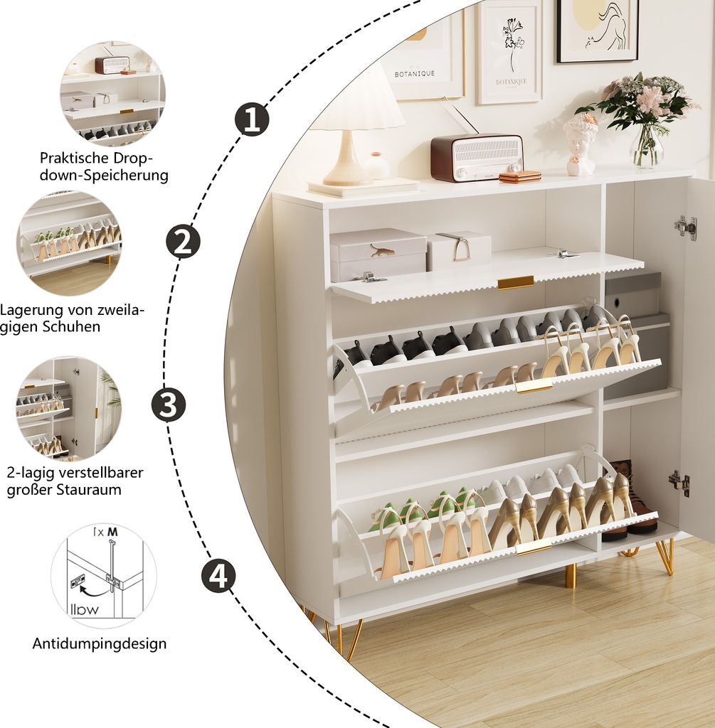 ProximaX Schuhschrank mit 2 Klappen, Schuhregal Schuhkipper