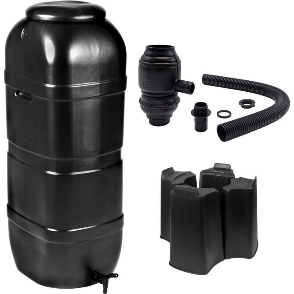 NATURE Wassersammler-Set - 100 Liter - Säulenform - Anti-UV-behandelt - Hergestellt in Europa - Schwarz