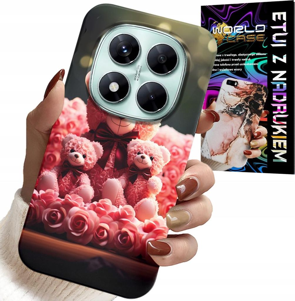 Gehäuse Für Xiaomi Note 14 Pro 5G - Rose Teddybär Familie Geschenk + Folie