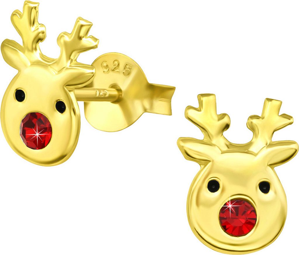 Weihnachten Ohrstecker „Rentier“: Goldene Ohrringe Silber 925