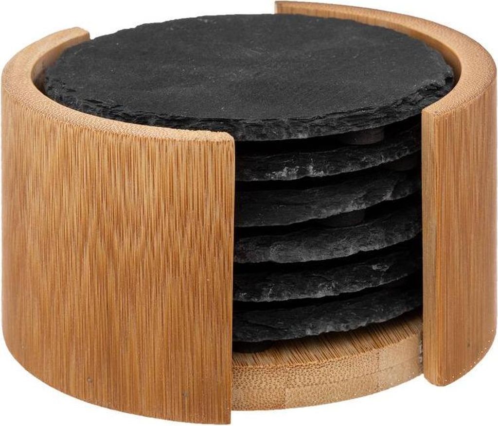 Lot de 6 SOUS-PLATS en ARDOISE NATURELLE avec organiseur en Image du produit 