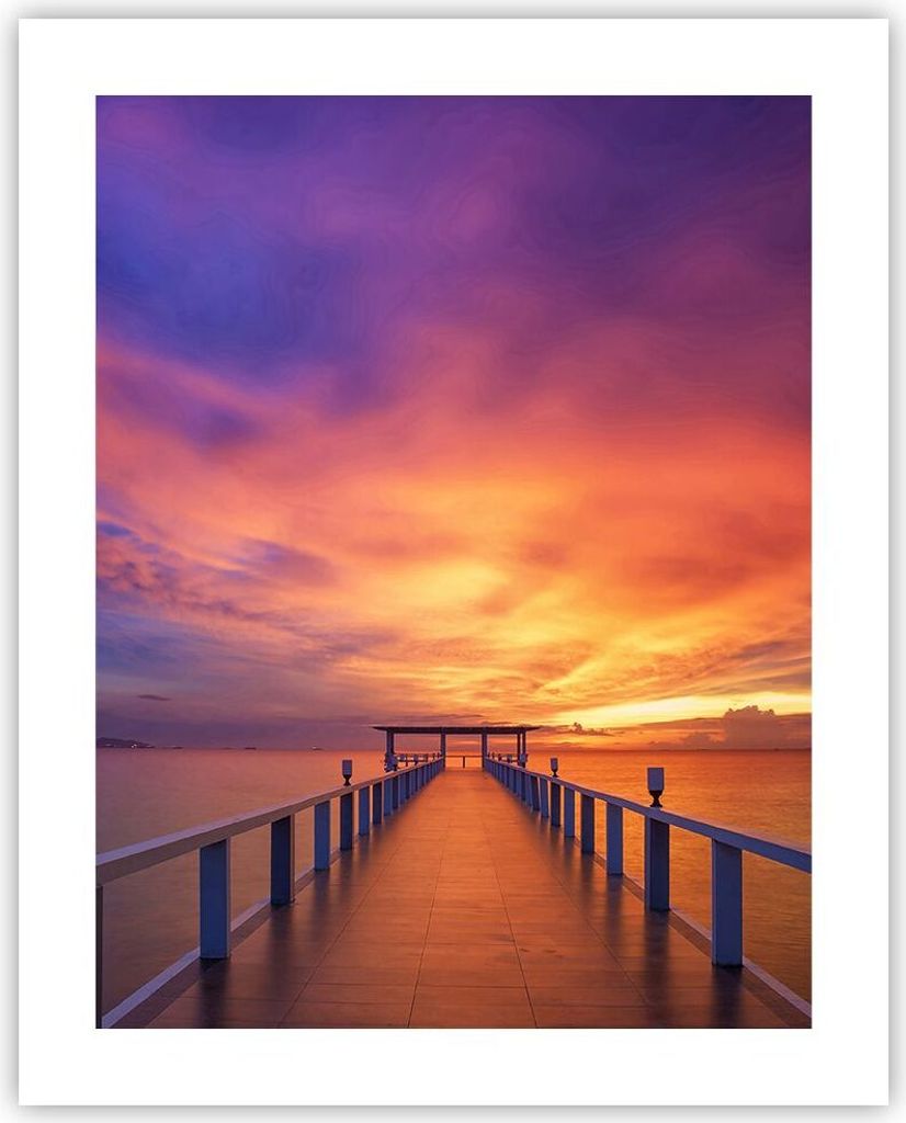 Poster - Poster ohne Rahmen - Himmel die Farben Pier - 40x50 cm - Wand Bild - Wanddeko - Wandbilder - Kunstposter - Wandposter - Bilder - Kunstdruc...