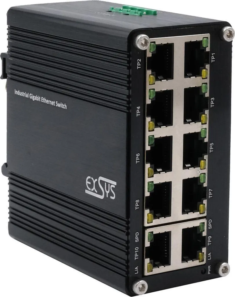 Commutateur Réseau Industriel 10 Ports Gigabit Rail DIN EX-62025