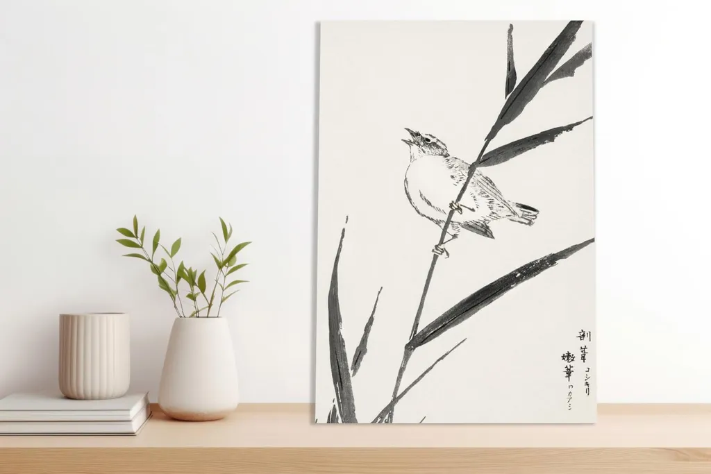 Offerta Quadro Giapponese Vintage 70x100 | Stampa Kashu Reed-Bunting - 4
