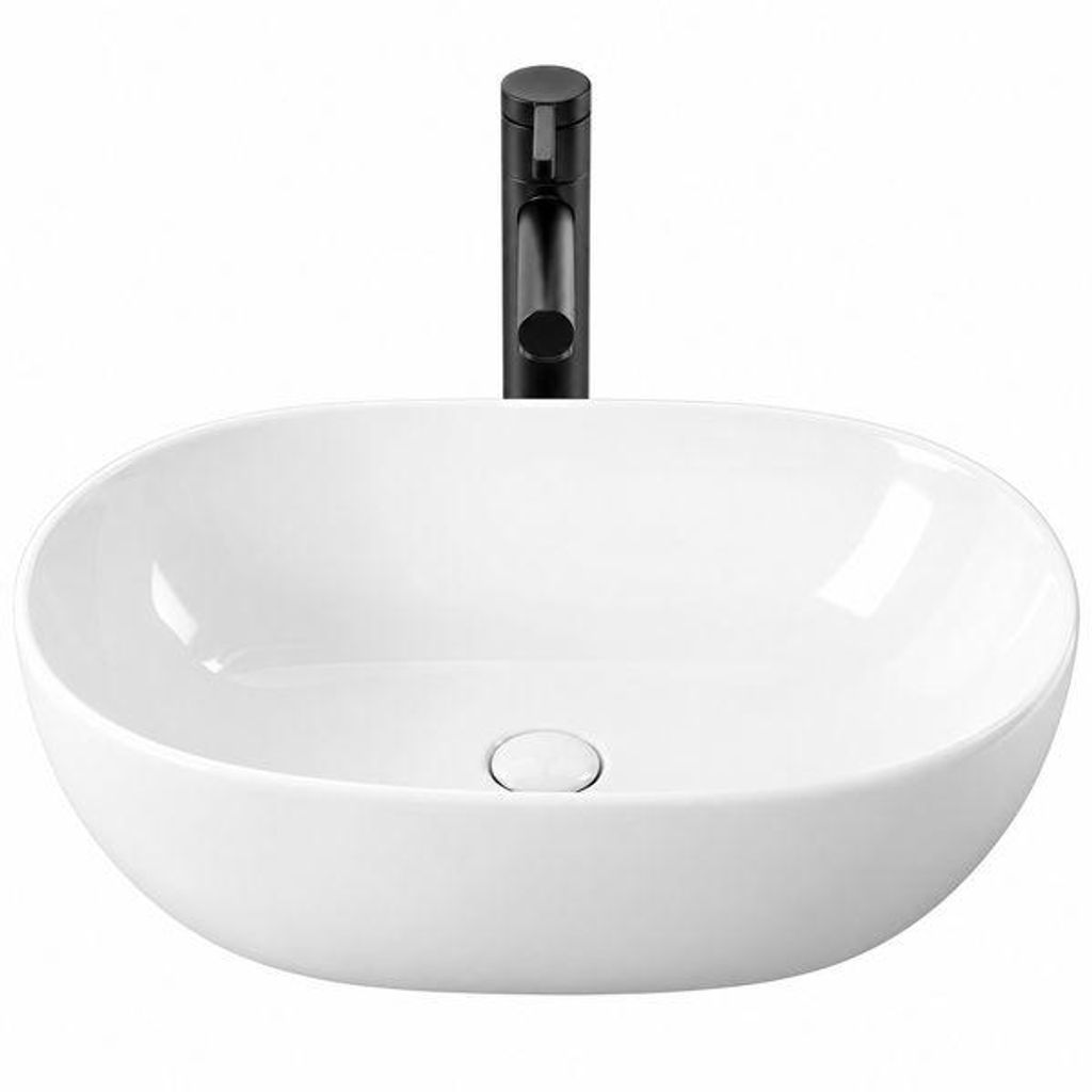 Aufsatzwaschbecken aus Keramik, oval, weiß, groß, glänzend, Produktbild 