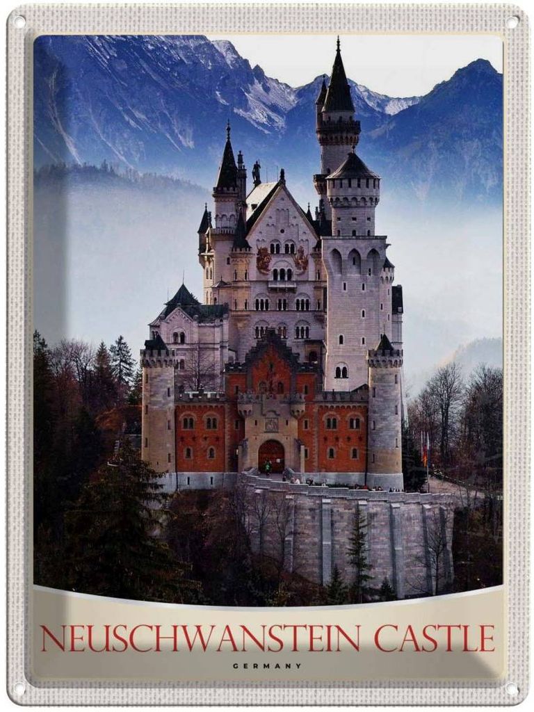 vianmo Blechschild 40x30 cm Neuschwanstein Schloss Deutschland Bildmotiv Reisemotiv Abenteuer Reisen Europa Urlaub