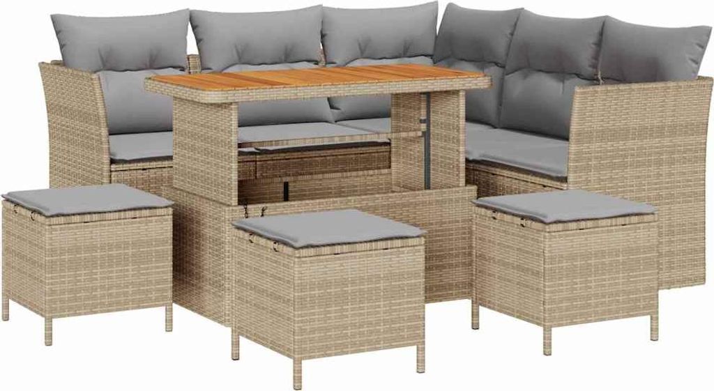 "2026 MODERNE" Gartensofa-set 9er Set,multifunktional& Moderne - Beige Poly-Rattan - Gartenmöbelset CC3384197