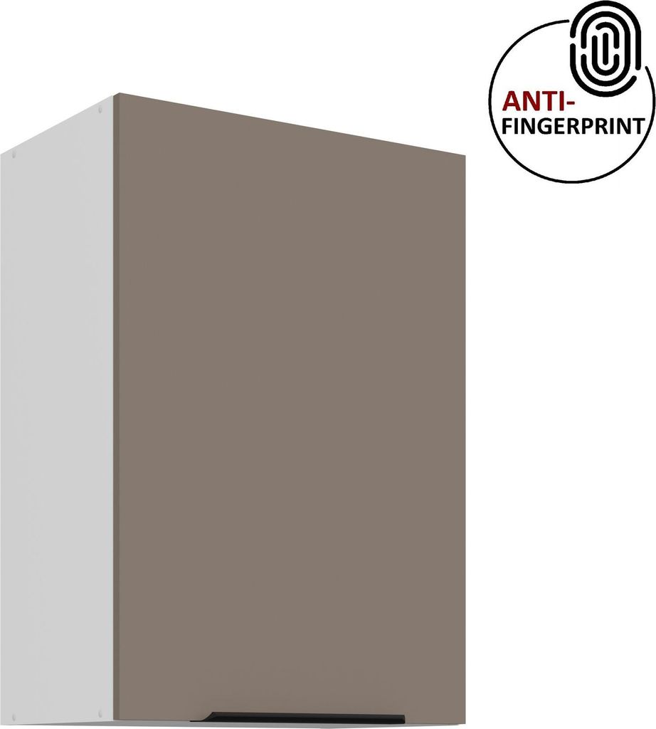 Küchen Hängeschrank 50 cm ARIA Sandgrau ultra matt + Weiss matt, hochwertige Fronten mit Anti Fingerprint Beschichtung Küchenzeile Küchenblock