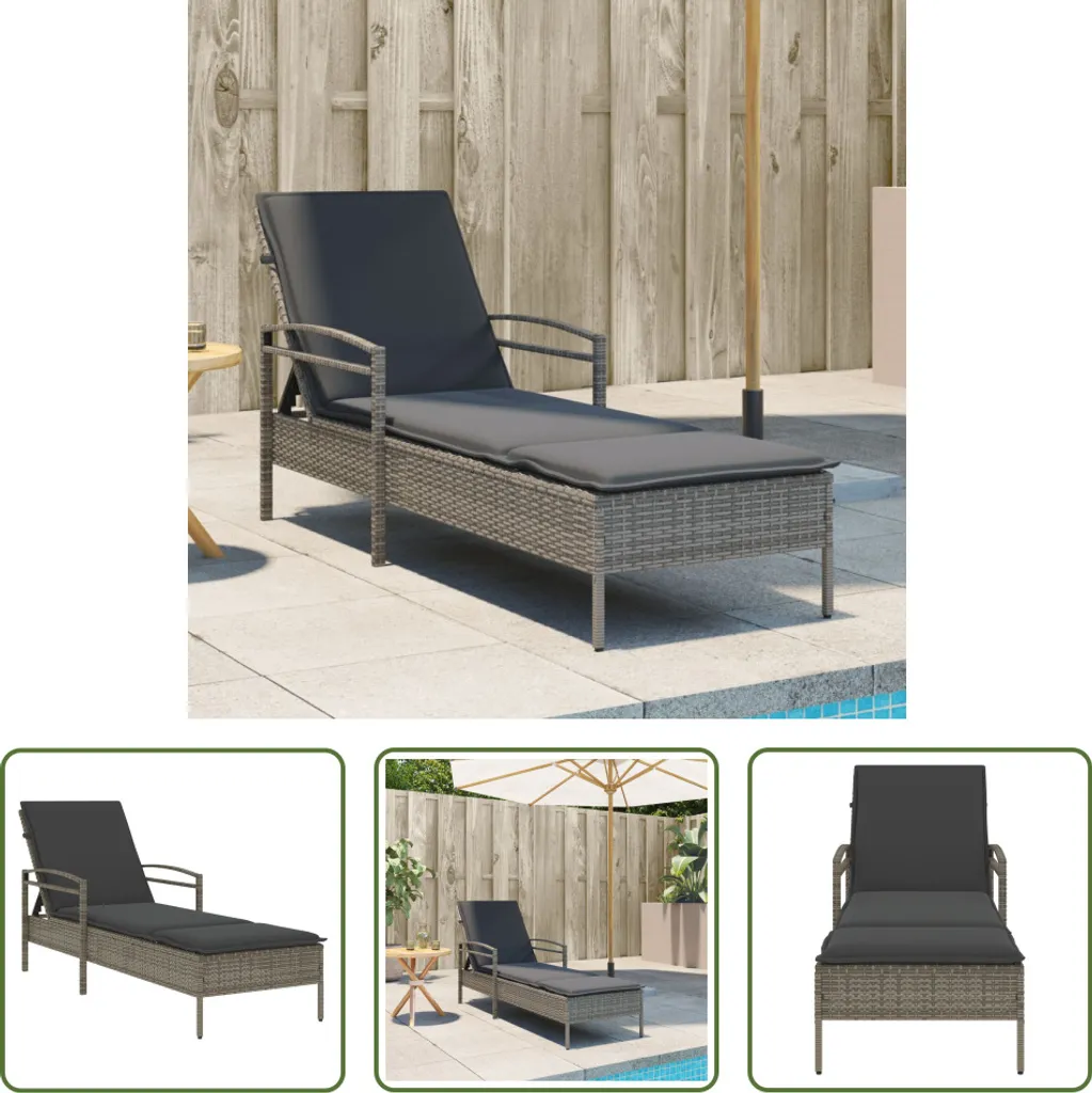 Bain de soleil de jardin Gris en résine tressée avec dossier inclinable