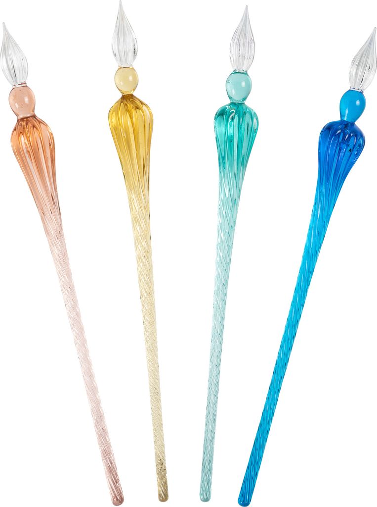 Herbin Glasfeder rund 18,5cm blau