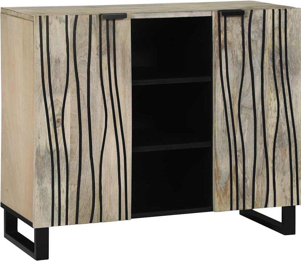 Sideboard Weiß 90 x 33 x 75 cm massives Mangoholz