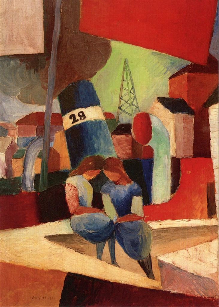 Kunstkarte August Macke "Duisburger Hafen"
