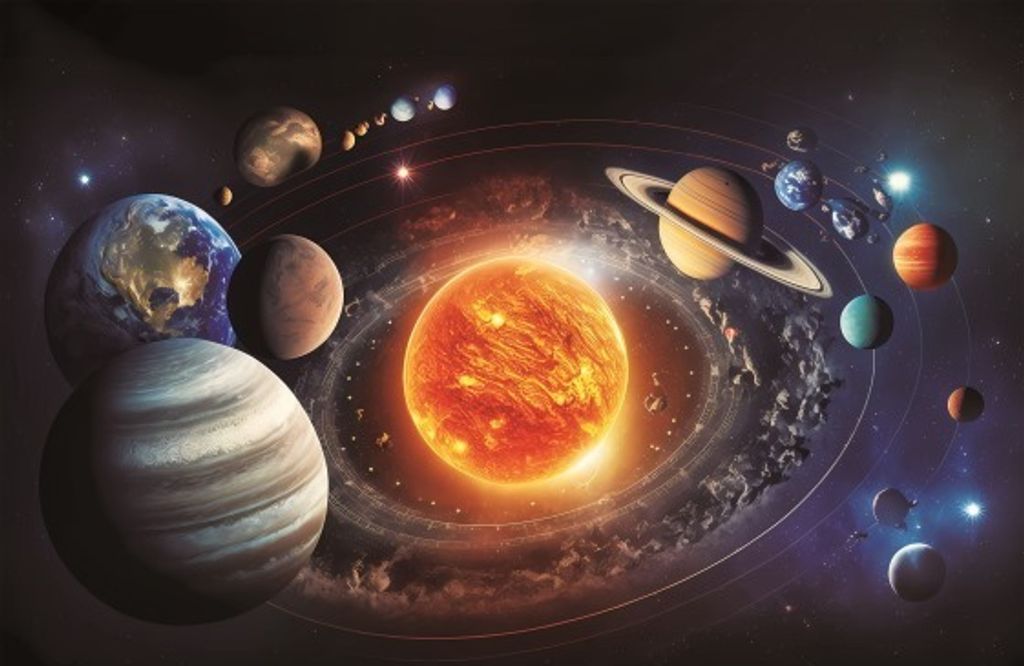 3 D Ansichtskarte Sonnensystem, Postkarte Wackelkarte Produktbild 