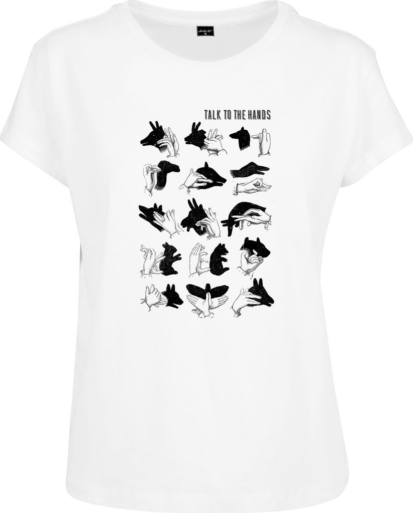 Mister Tee Female Shirt Ladies Talk To The Hand Box Tee White-XS